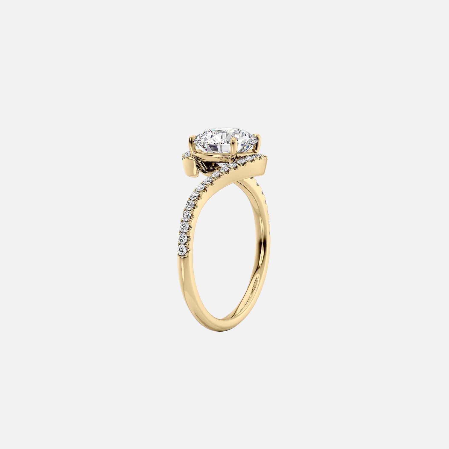  The Pave Skyler Pear Moissanite Ring 14k Yellow Gold 002