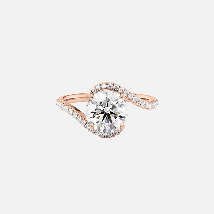  The Pave Skyler Round Moissanite Ring 14k Rose Gold 001