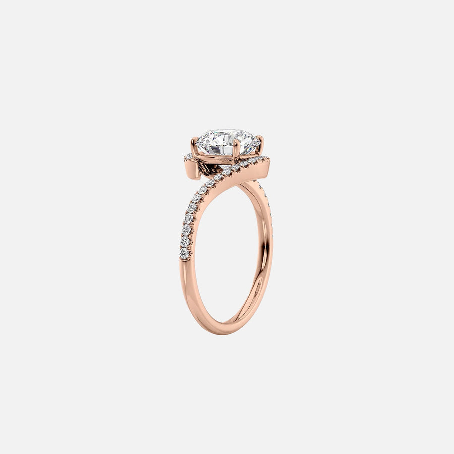  The Pave Skyler Round Moissanite Ring 14k Rose Gold 002