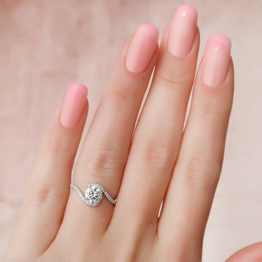  The Pave Skyler Round Moissanite Ring 14k White Gold 003