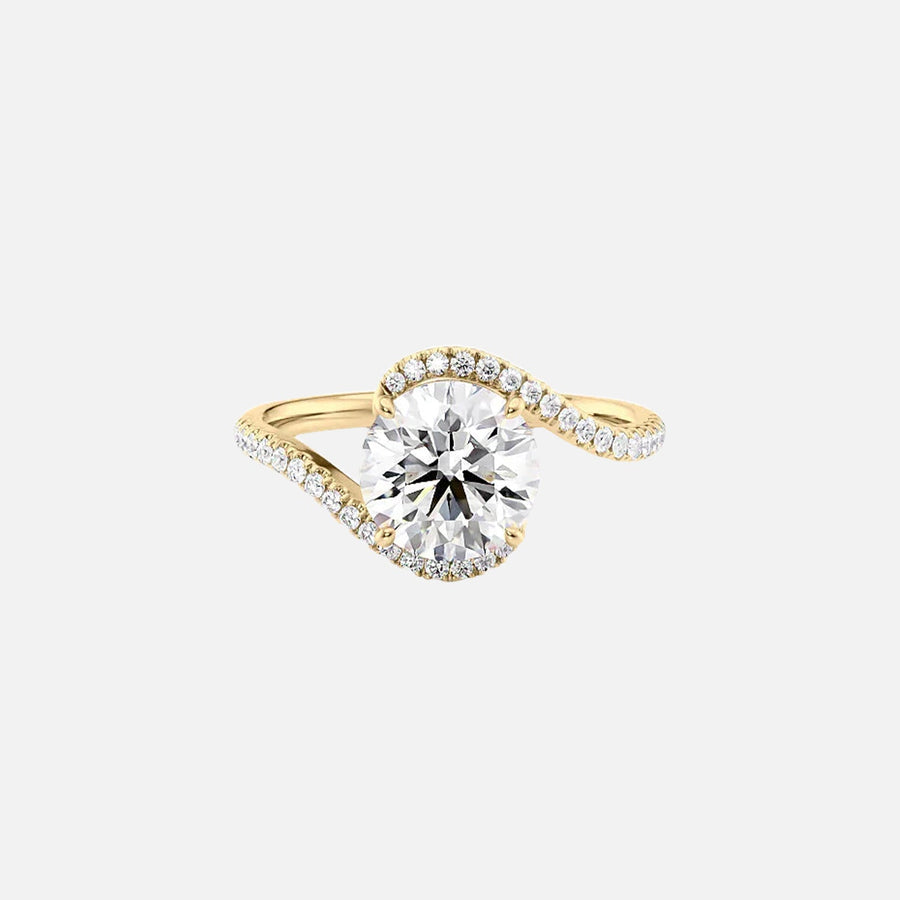The Pave Skyler Round Moissanite Ring 14k Yellow Gold 001