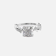  The Pave Twig Cushion Lab Diamond Ring 14k White Gold 001