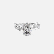  The Pave Twig Oval Moissanite Ring 14k White Gold 001