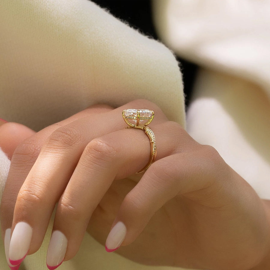  The Pave Twig Oval Moissanite Ring 14k Yellow Gold 005 Final