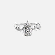  The Pave Twig Pear Moissanite Ring 14k White Gold 001