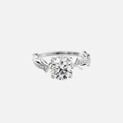  The Pave Twig Round Moissanite Ring 14k White Gold 001