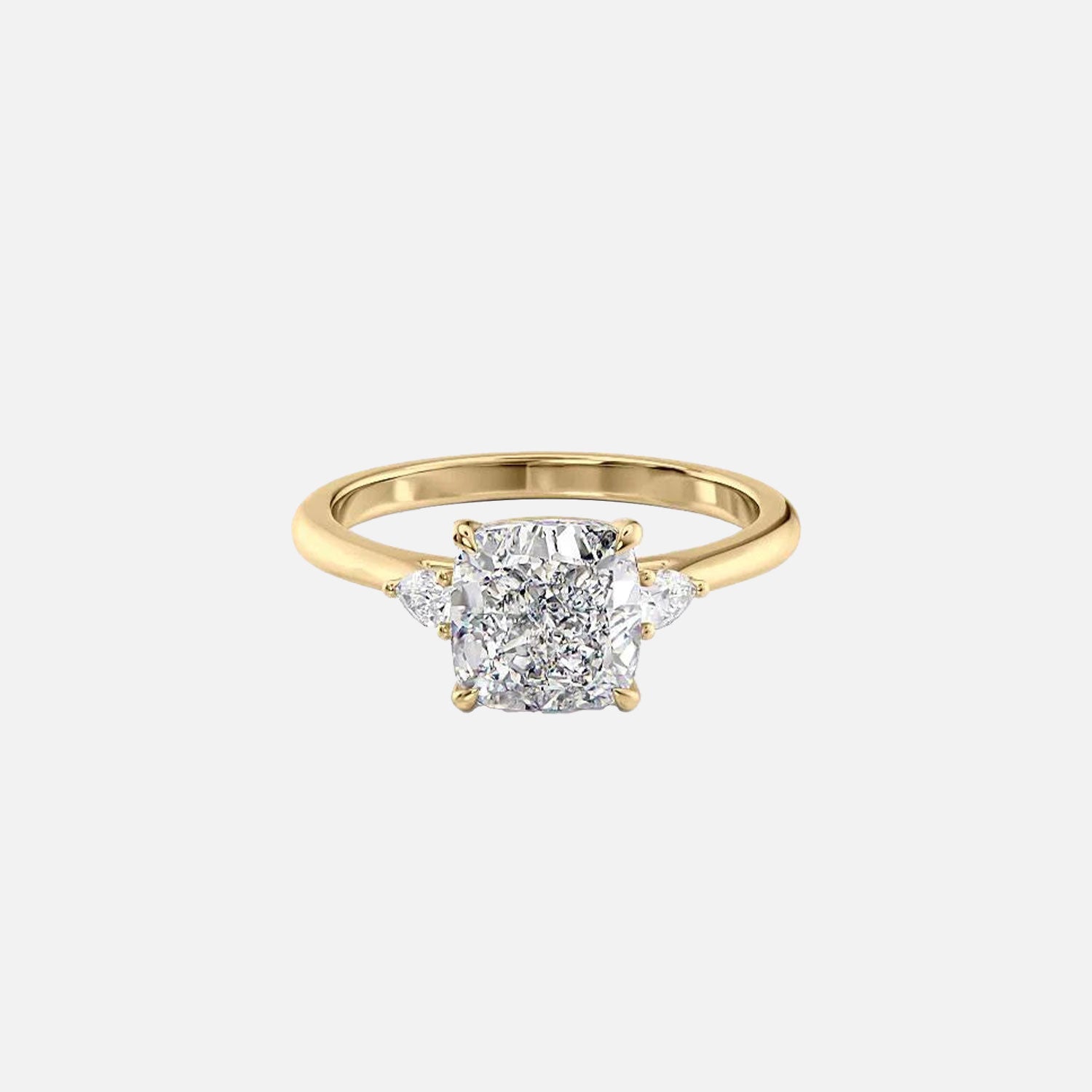 The Pears Liv Cushion Lab Diamond Ring 14k Yellow Gold 001