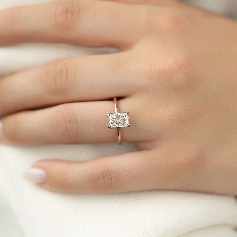 The Petal Radiant Solitaire Moissanite Ring - KNT - Engagement Rings, Wedding Bands & Fine Jewelry