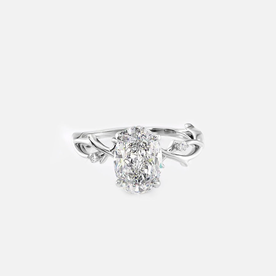  The Polished Twig Polished Oval Lab Diamond Ring 14k White Gold 001
