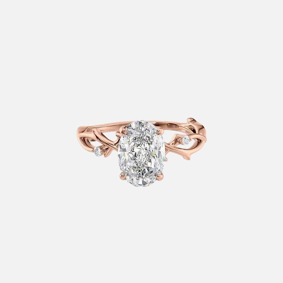  The Polished Twig Polished Oval Lab Diamond Ring 18k Rose Gold 001