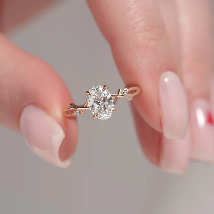  The Polished Twig Polished Oval Lab Diamond Ring 18k Rose Gold 003 Final