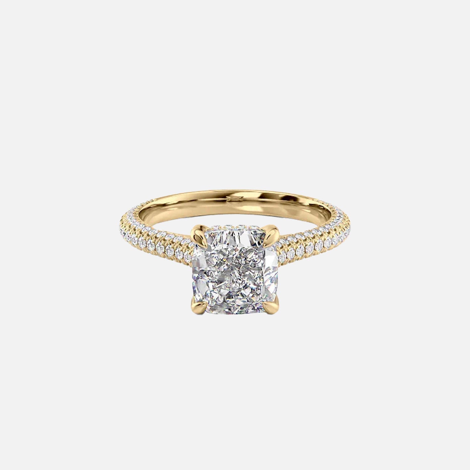 The Rachel Cushion Lab Diamond Ring 14k Yellow Gold 001