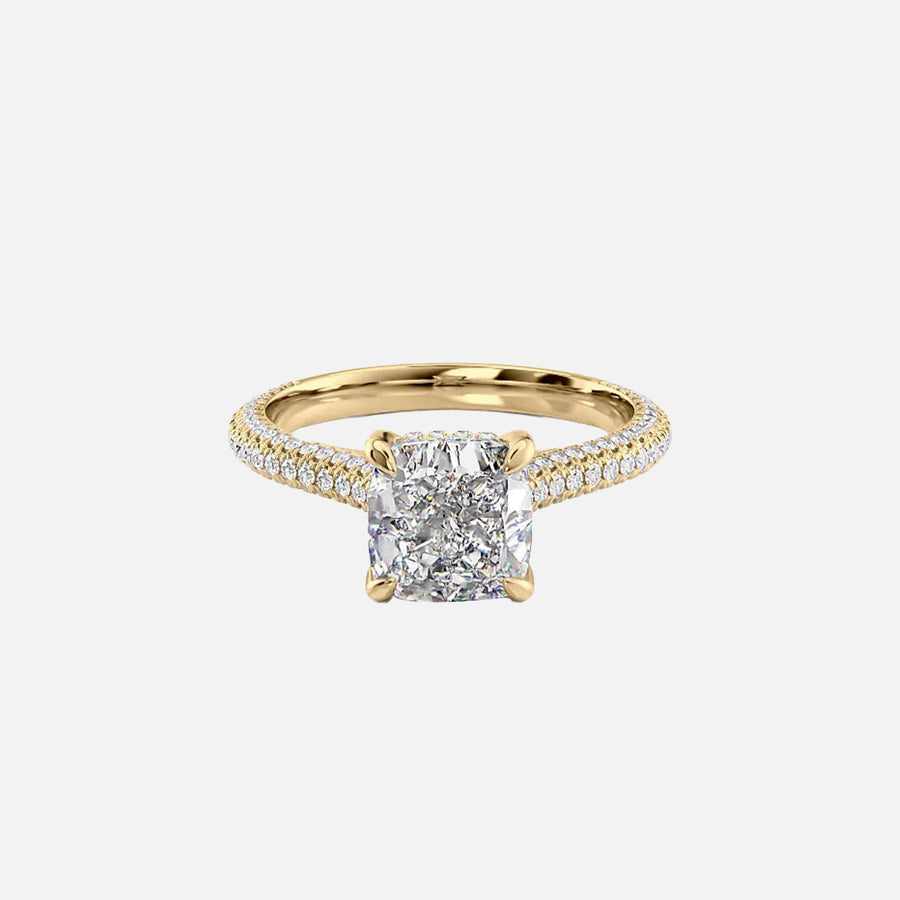 The Rachel Cushion Lab Diamond Ring 18k Yellow Gold 001