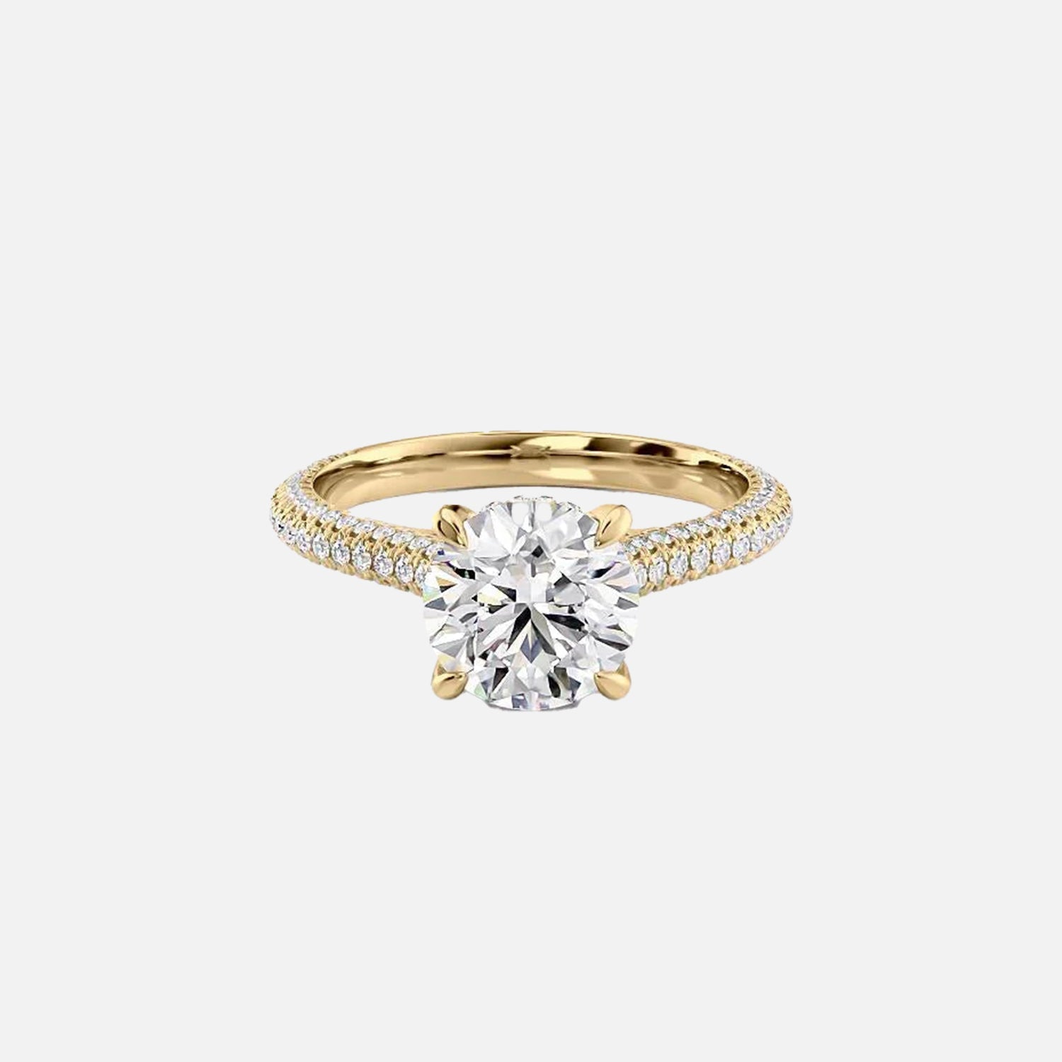 The Rachel Round Moissanite Ring 14k Yellow Gold 001