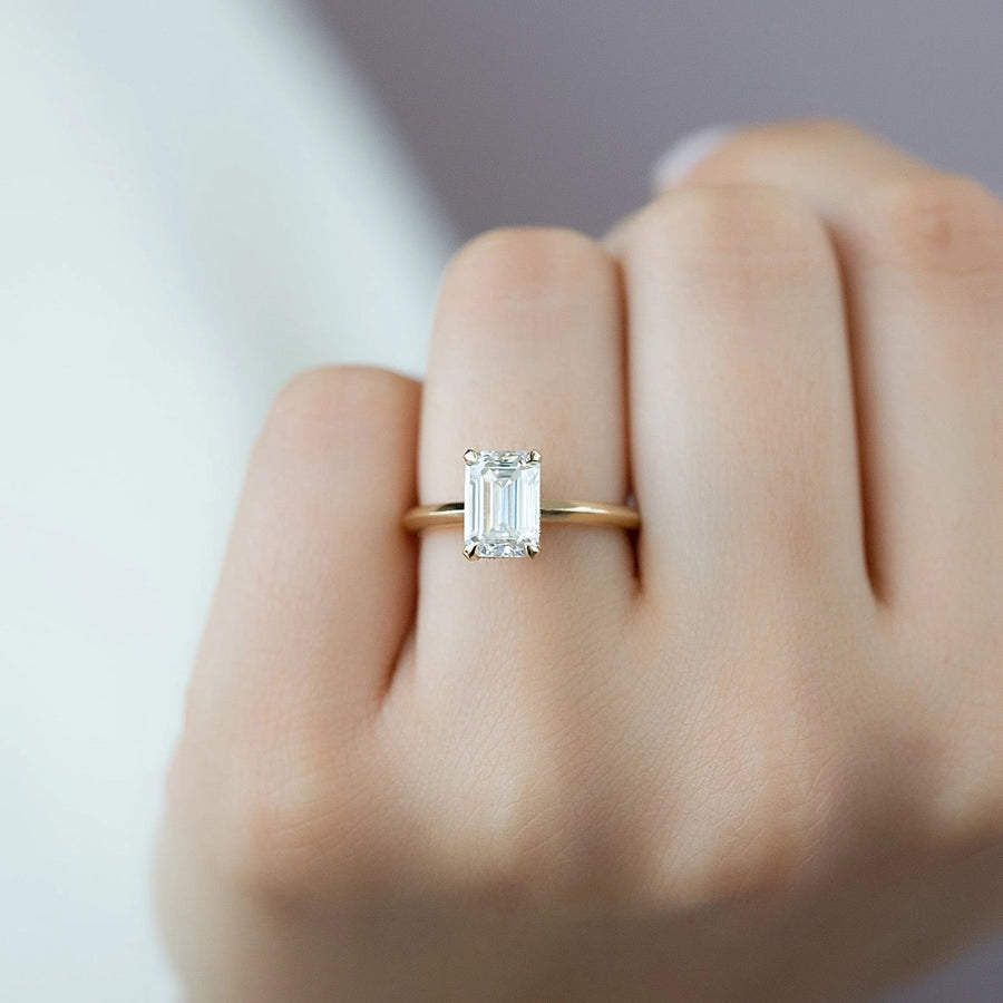 The Razor Emerald Solitaire Moissanite Ring - KNT - Engagement Rings, Wedding Bands & Fine Jewelry