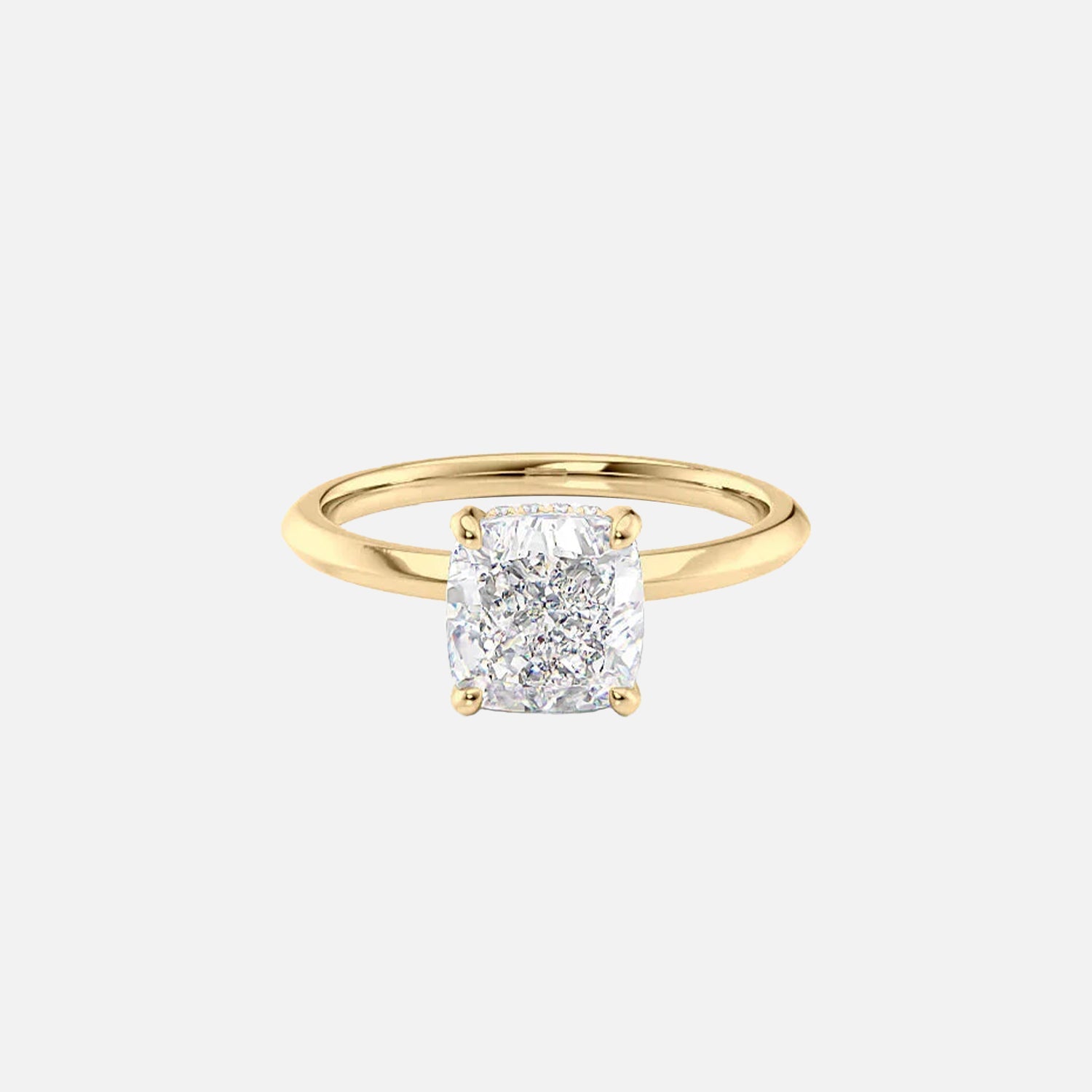 The Razor Kamellie Cushion Lab Diamond Ring 14k Yellow Gold 001