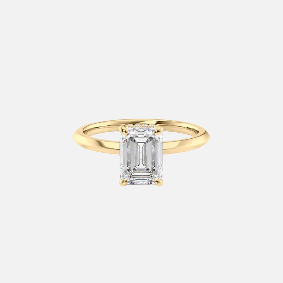 The Razor Kamellie Emerald Moissanite Ring 14k Yellow Gold 001