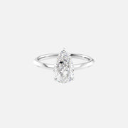  The Razor Kamellie Pear Moissanite Ring 18k White Gold 001