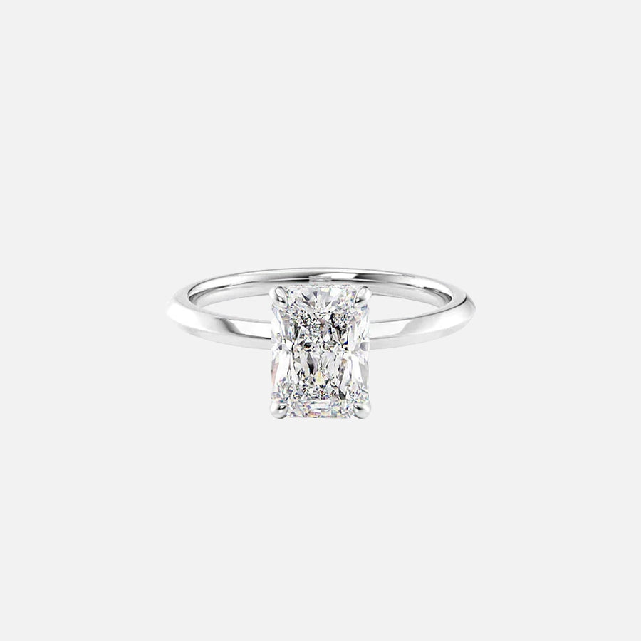  The Razor Kamellie Radiant Moissanite Ring 14k White Gold 001