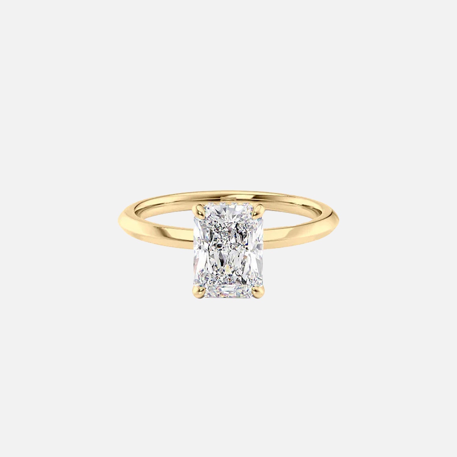 The Razor Kamellie Radiant Moissanite Ring 14k Yellow Gold 001