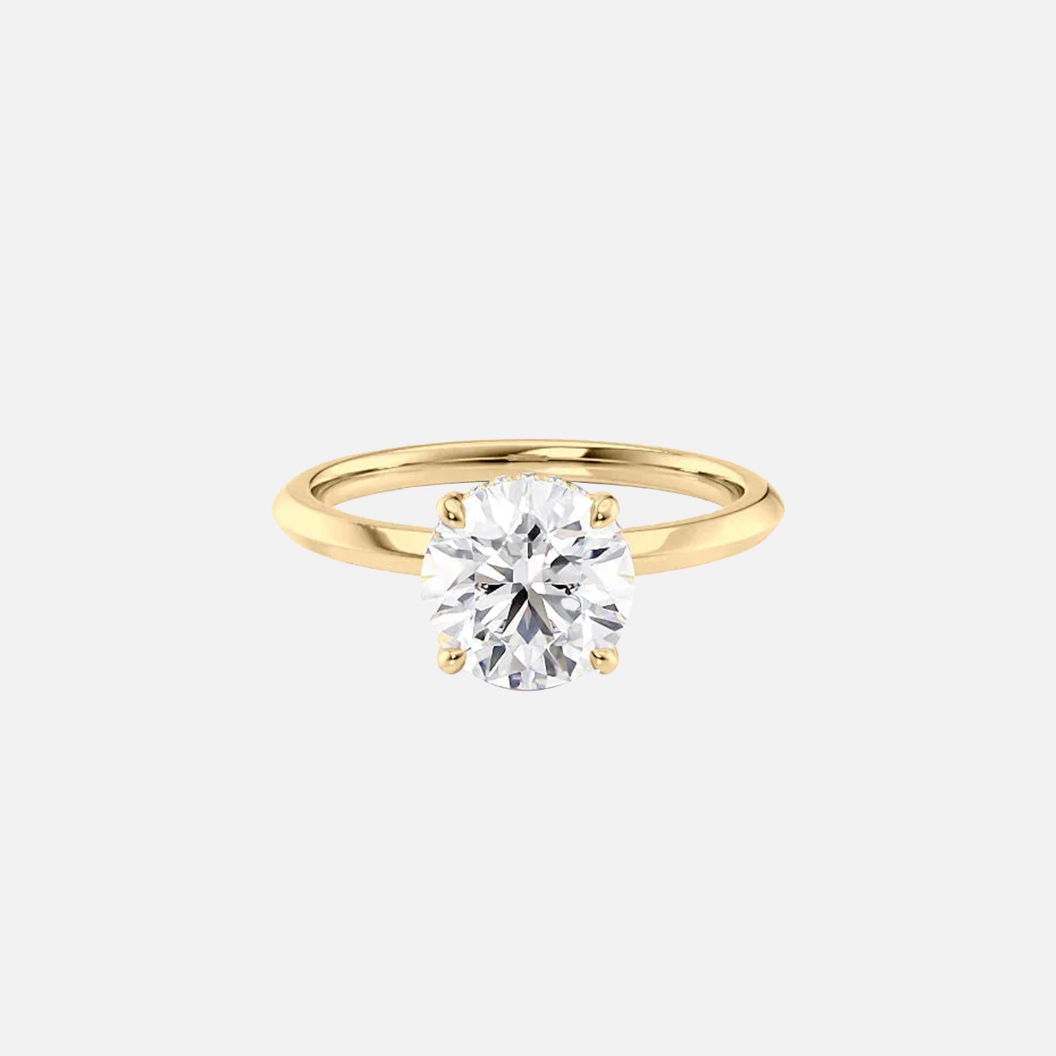 The Razor Kamellie Round Moissanite Ring 14k Yellow Gold 001