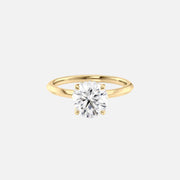The Razor Kamellie Round Moissanite Ring 14k Yellow Gold 001