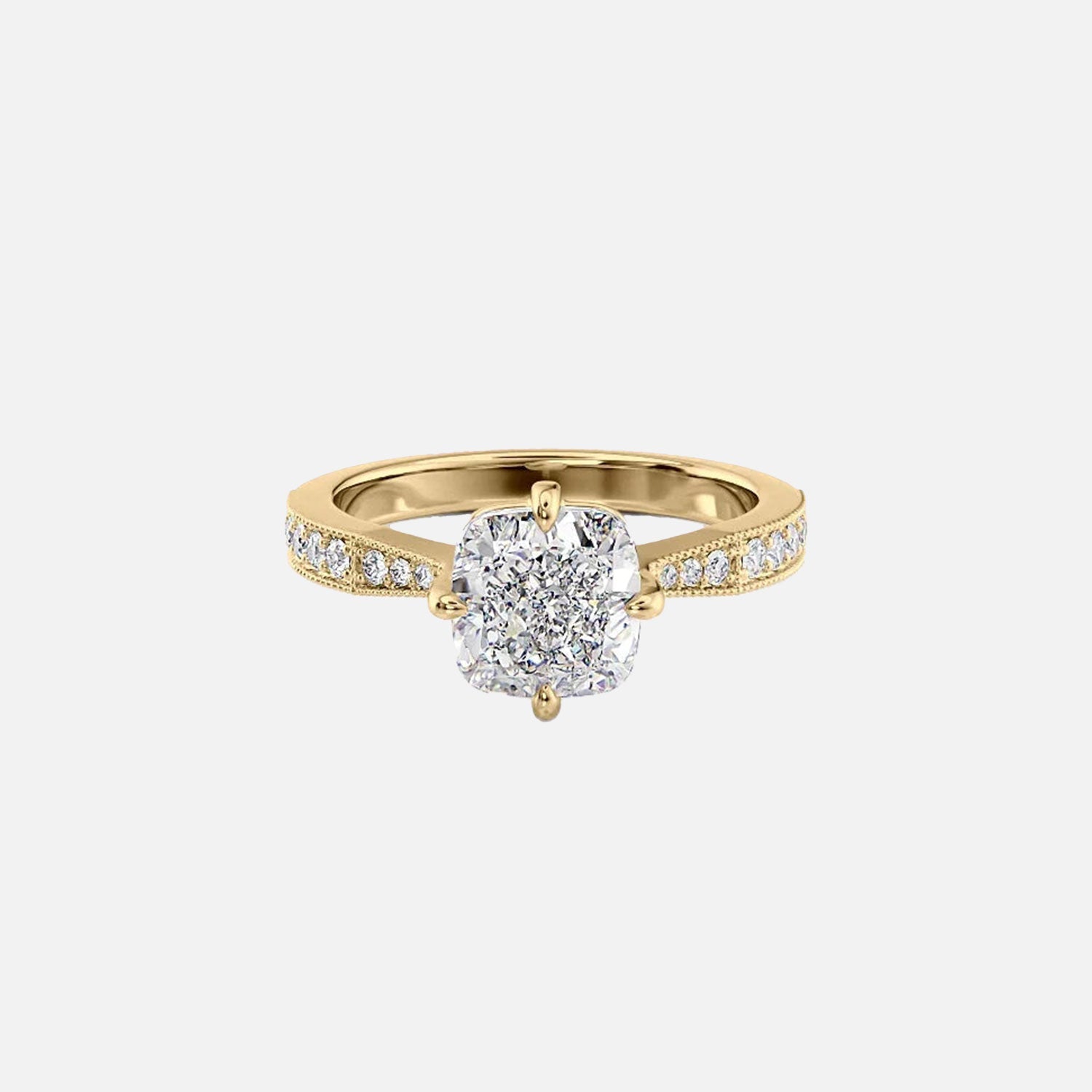 The Rebecca Cushion Lab Diamond Ring 14k Yellow Gold 001