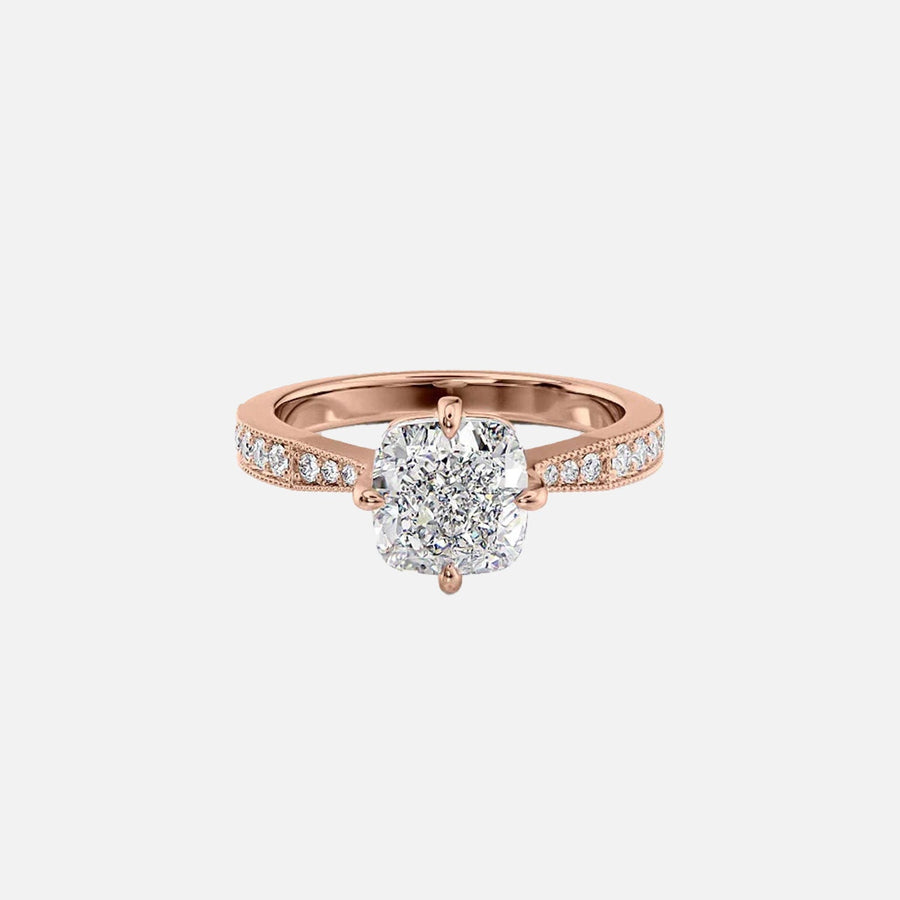  The Rebecca Cushion Moissanite Ring 18k Rose Gold 001