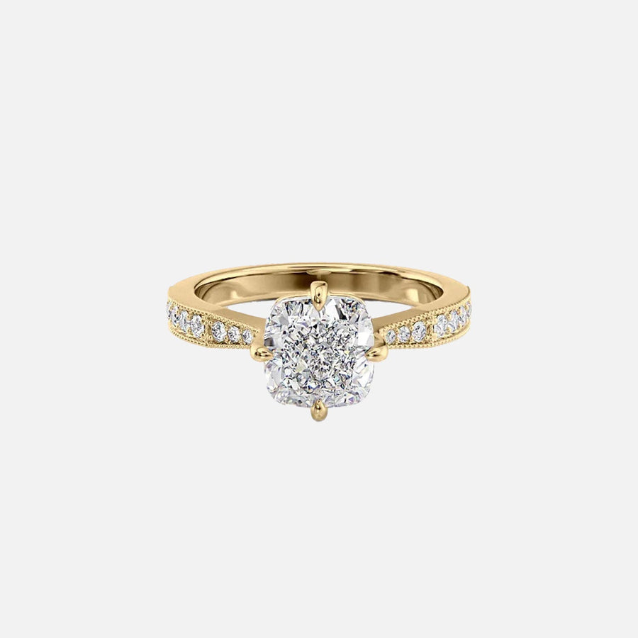  The Rebecca Cushion Moissanite Ring 18k Yellow Gold 001