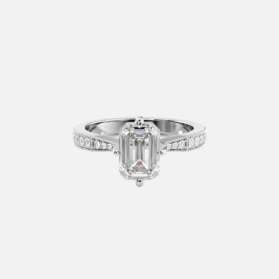  The Rebecca Emerald Moissanite Ring 14k White Gold 001