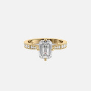 The Rebecca Emerald Moissanite Ring 14k Yellow Gold 001