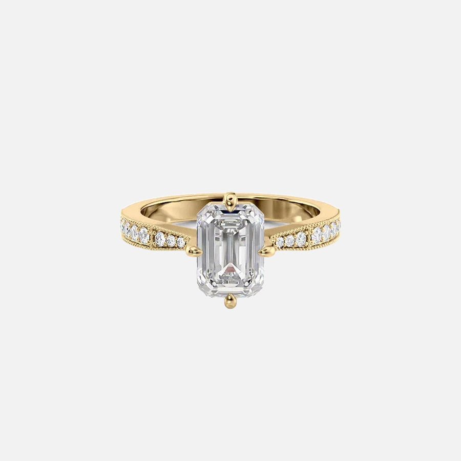The Rebecca Emerald Moissanite Ring 14k Yellow Gold 001