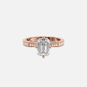  The Rebecca Emerald Moissanite Ring 18k Rose Gold 001