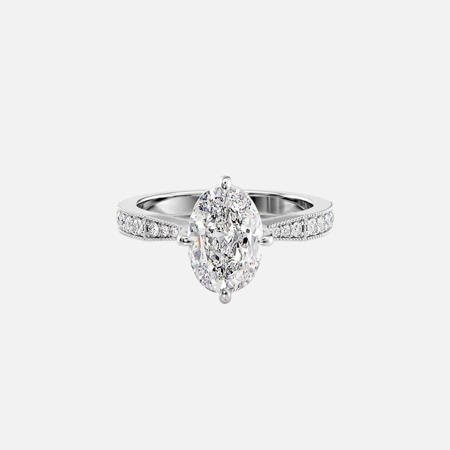  The Rebecca Oval Moissanite Ring 14k White Gold 001