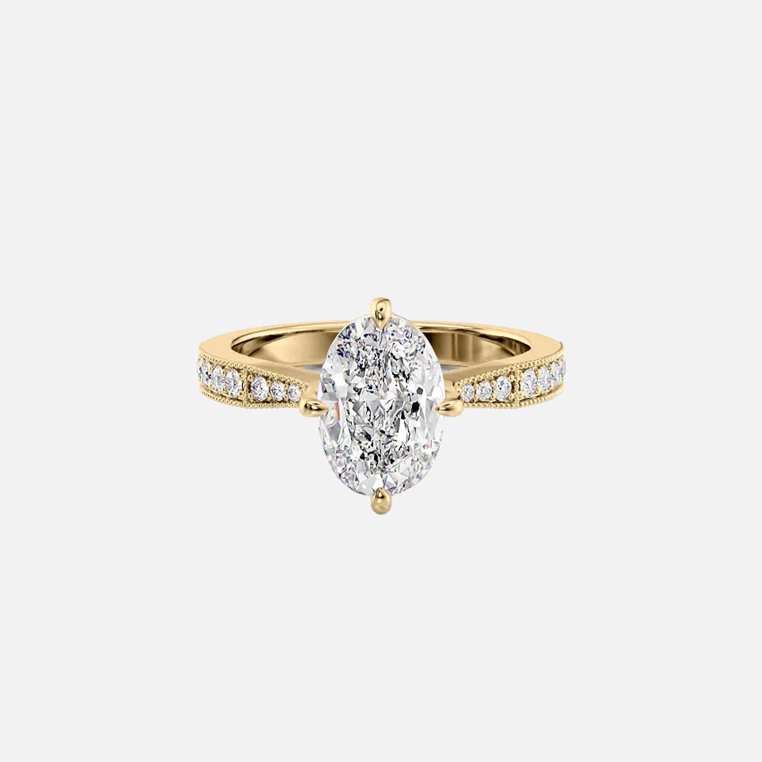 The Rebecca Oval Moissanite Ring 14k Yellow Gold 001