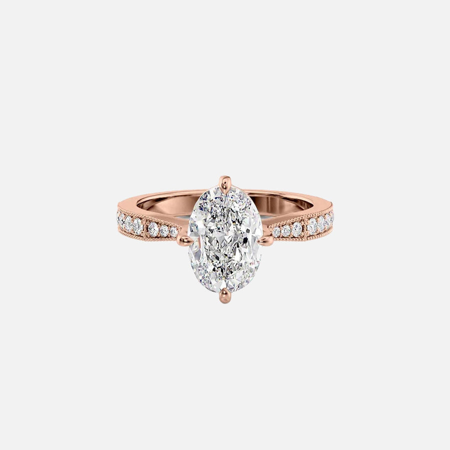 The Rebecca Oval Moissanite Ring 18k Rose Gold 001