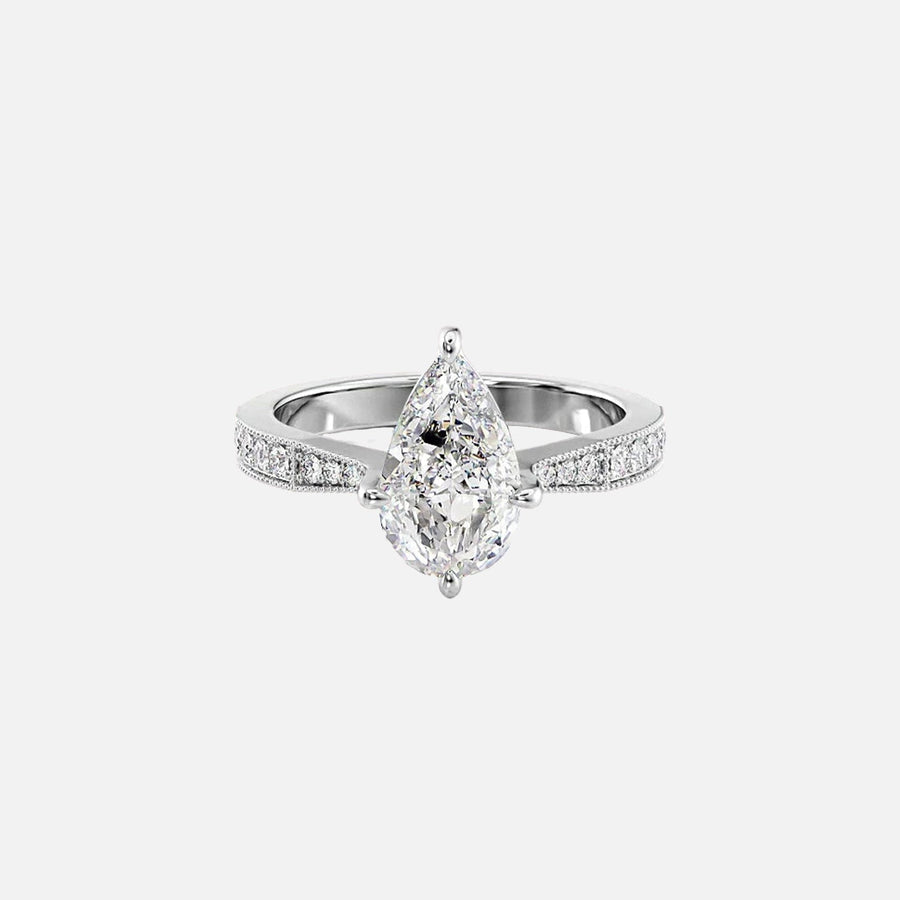  The Rebecca Pear Moissanite Ring 14k White Gold 001