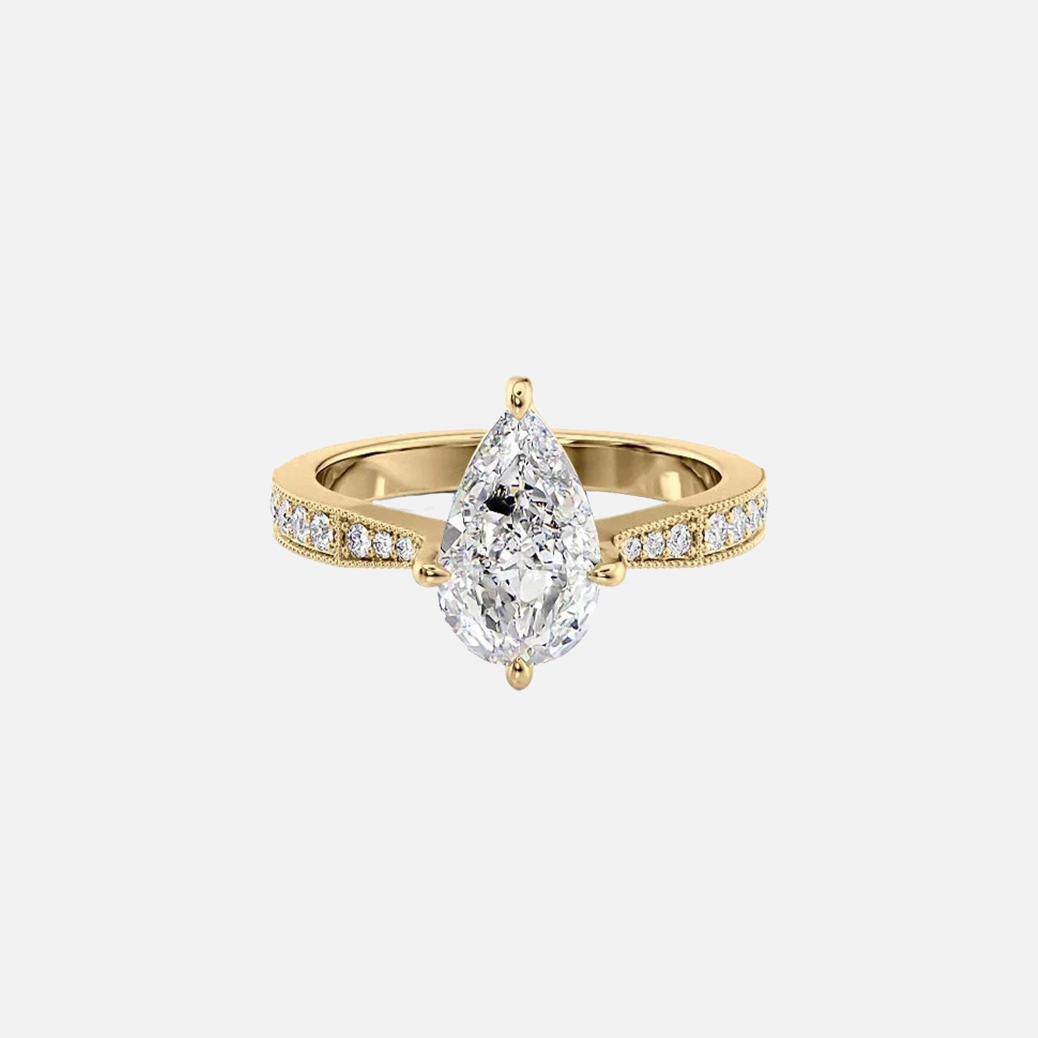 The Rebecca Pear Moissanite Ring 14k Yellow Gold 001
