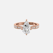  The Rebecca Pear Moissanite Ring 18k Rose Gold 001