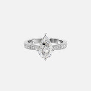  The Rebecca Pear Moissanite Ring 18k White Gold 001