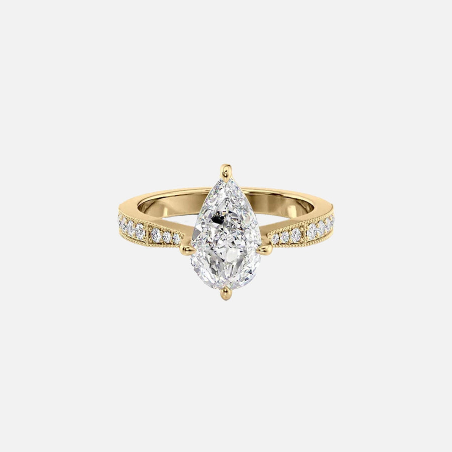  The Rebecca Pear Moissanite Ring 18k Yellow Gold 001