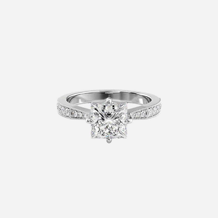  The Rebecca Princess Moissanite Ring 14k White Gold 001