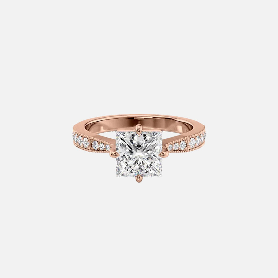  The Rebecca Princess Moissanite Ring 18k Rose Gold 001