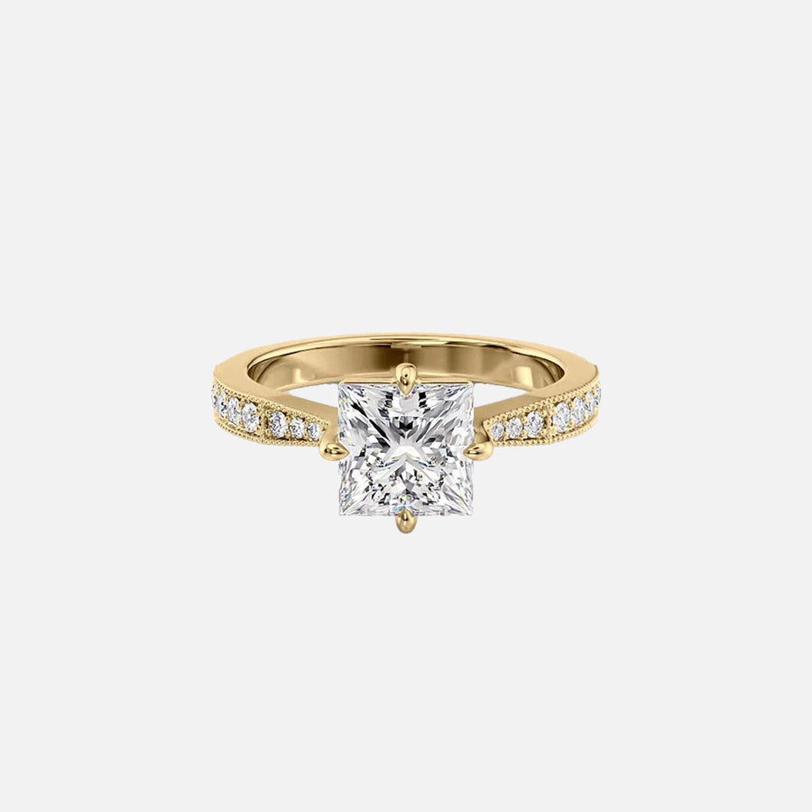  The Rebecca Princess Moissanite Ring 18k Yellow Gold 001
