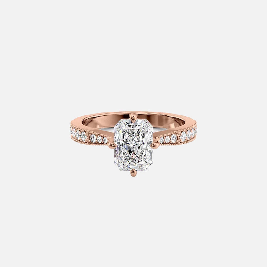  The Rebecca Radiant Moissanite Ring 14k Rose Gold 001
