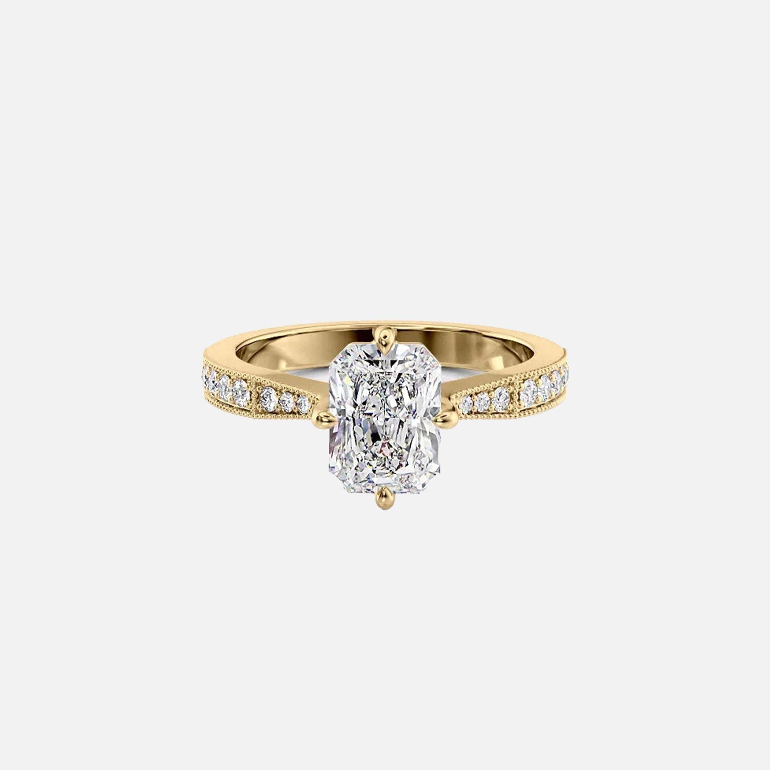 The Rebecca Radiant Moissanite Ring 14k Yellow Gold 001