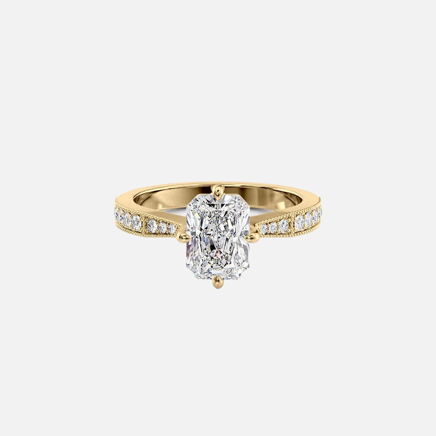 The Rebecca Radiant Moissanite Ring 14k Yellow Gold 001