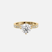The Rebecca Round Moissanite Ring 14k Yellow Gold 001