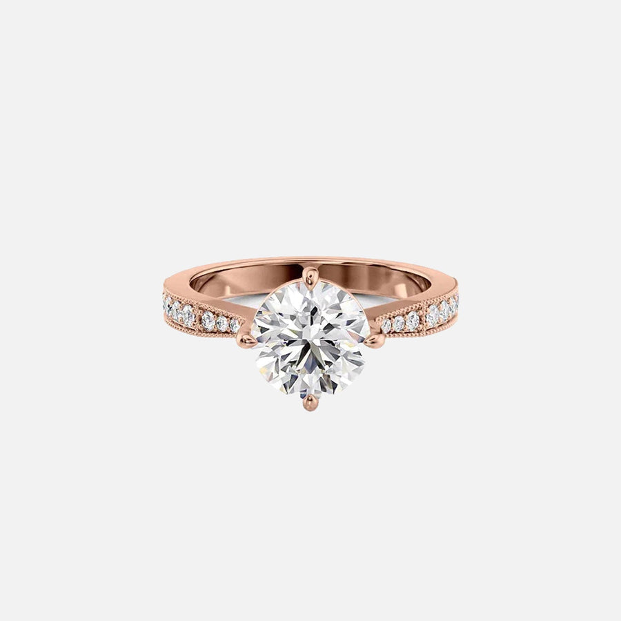  The Rebecca Round Moissanite Ring 18k Rose Gold 001