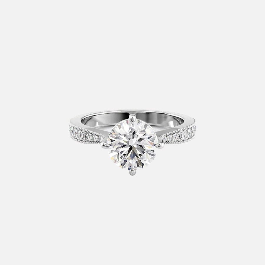  The Rebecca Round Moissanite Ring 18k White Gold 001